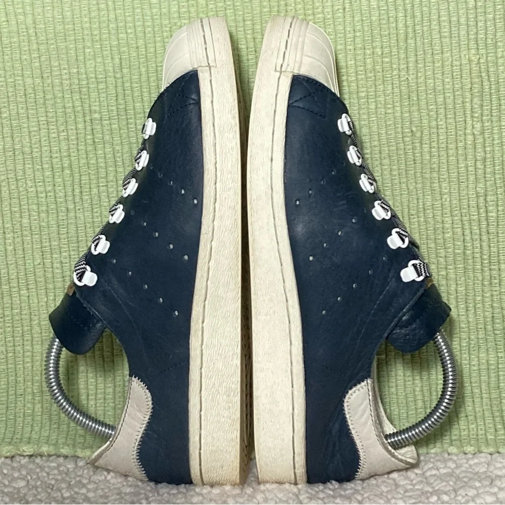 Adidas Men's Navy Blue/White Leather Shell Toe Classic Sneakers Shoes Size US 8